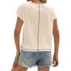 imageCicy Bell Womens Cropped Scoop Neck Tshirts Summer Cap Short Sleeve Exposed Seam Tops Casual Loose Fit Cotton Tee ShirtsApricot