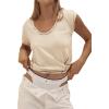 imageCicy Bell Womens Cropped Scoop Neck Tshirts Summer Cap Short Sleeve Exposed Seam Tops Casual Loose Fit Cotton Tee ShirtsApricot