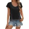 imageCicy Bell Womens Cropped Scoop Neck Tshirts Summer Cap Short Sleeve Exposed Seam Tops Casual Loose Fit Cotton Tee ShirtsBlack