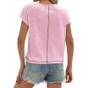 imageCicy Bell Womens Cropped Scoop Neck Tshirts Summer Cap Short Sleeve Exposed Seam Tops Casual Loose Fit Cotton Tee ShirtsLight Pink