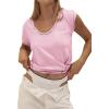 imageCicy Bell Womens Cropped Scoop Neck Tshirts Summer Cap Short Sleeve Exposed Seam Tops Casual Loose Fit Cotton Tee ShirtsLight Pink