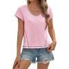 imageCicy Bell Womens Cropped Scoop Neck Tshirts Summer Cap Short Sleeve Exposed Seam Tops Casual Loose Fit Cotton Tee ShirtsLight Pink