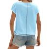 imageCicy Bell Womens Cropped Scoop Neck Tshirts Summer Cap Short Sleeve Exposed Seam Tops Casual Loose Fit Cotton Tee ShirtsSky Blue