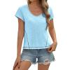 imageCicy Bell Womens Cropped Scoop Neck Tshirts Summer Cap Short Sleeve Exposed Seam Tops Casual Loose Fit Cotton Tee ShirtsSky Blue