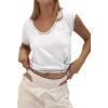 imageCicy Bell Womens Cropped Scoop Neck Tshirts Summer Cap Short Sleeve Exposed Seam Tops Casual Loose Fit Cotton Tee ShirtsWhite