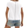 imageCicy Bell Womens Cropped Scoop Neck Tshirts Summer Cap Short Sleeve Exposed Seam Tops Casual Loose Fit Cotton Tee ShirtsWhite