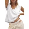 imageCicy Bell Womens Cropped Scoop Neck Tshirts Summer Cap Short Sleeve Exposed Seam Tops Casual Loose Fit Cotton Tee ShirtsWhite