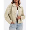 imageCicy Bell Womens Faux Leather Bomber Jackets Button Down Vintage Casual Moto Coats Loose Fit Fall Fashion OuterwearApricot
