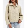 imageCicy Bell Womens Faux Leather Bomber Jackets Button Down Vintage Casual Moto Coats Loose Fit Fall Fashion OuterwearApricot