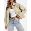 imageCicy Bell Womens Faux Leather Bomber Jackets Button Down Vintage Casual Moto Coats Loose Fit Fall Fashion OuterwearApricot