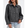 imageCicy Bell Womens Faux Leather Bomber Jackets Button Down Vintage Casual Moto Coats Loose Fit Fall Fashion OuterwearBlack