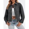 imageCicy Bell Womens Faux Leather Bomber Jackets Button Down Vintage Casual Moto Coats Loose Fit Fall Fashion OuterwearBlack