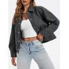 imageCicy Bell Womens Faux Leather Bomber Jackets Button Down Vintage Casual Moto Coats Loose Fit Fall Fashion OuterwearBlack