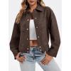 imageCicy Bell Womens Faux Leather Bomber Jackets Button Down Vintage Casual Moto Coats Loose Fit Fall Fashion OuterwearCoffee