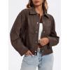 imageCicy Bell Womens Faux Leather Bomber Jackets Button Down Vintage Casual Moto Coats Loose Fit Fall Fashion OuterwearCoffee