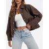 imageCicy Bell Womens Faux Leather Bomber Jackets Button Down Vintage Casual Moto Coats Loose Fit Fall Fashion OuterwearCoffee