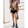 imageCicy Bell Womens Faux Leather Bomber Jackets Zip Up Cropped Lapel Moto Coats Trendy Casual Outerwear with PocketsBrown