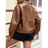 imageCicy Bell Womens Faux Leather Bomber Jackets Zip Up Cropped Lapel Moto Coats Trendy Casual Outerwear with PocketsBrown