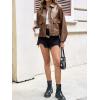 imageCicy Bell Womens Faux Leather Bomber Jackets Zip Up Cropped Lapel Moto Coats Trendy Casual Outerwear with PocketsDark Brown