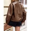 imageCicy Bell Womens Faux Leather Bomber Jackets Zip Up Cropped Lapel Moto Coats Trendy Casual Outerwear with PocketsDark Brown
