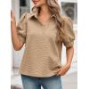 imageCicy Bell Womens Puff Short Sleeve Polo Shirts Summer V Neck Textured Tops Dressy Casual Loose Fit BlouseBeige