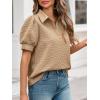imageCicy Bell Womens Puff Short Sleeve Polo Shirts Summer V Neck Textured Tops Dressy Casual Loose Fit BlouseBeige