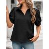 imageCicy Bell Womens Puff Short Sleeve Polo Shirts Summer V Neck Textured Tops Dressy Casual Loose Fit BlouseBlack