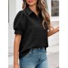 imageCicy Bell Womens Puff Short Sleeve Polo Shirts Summer V Neck Textured Tops Dressy Casual Loose Fit BlouseBlack