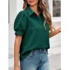 imageCicy Bell Womens Puff Short Sleeve Polo Shirts Summer V Neck Textured Tops Dressy Casual Loose Fit BlouseDark Green