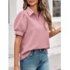 imageCicy Bell Womens Puff Short Sleeve Polo Shirts Summer V Neck Textured Tops Dressy Casual Loose Fit BlousePink