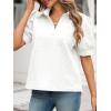 imageCicy Bell Womens Puff Short Sleeve Polo Shirts Summer V Neck Textured Tops Dressy Casual Loose Fit BlouseWhite