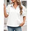 imageCicy Bell Womens Puff Short Sleeve Polo Shirts Summer V Neck Textured Tops Dressy Casual Loose Fit BlouseWhite