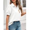 imageCicy Bell Womens Puff Short Sleeve Polo Shirts Summer V Neck Textured Tops Dressy Casual Loose Fit BlouseWhite