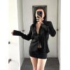 imageCicy Bell Womens Sexy Tie Front Satin Shirts Deep V Neck Silk Club Tops Long Sleeve Y2k Going Out BlouseBlack