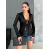 imageCicy Bell Womens Sexy Tie Front Satin Shirts Deep V Neck Silk Club Tops Long Sleeve Y2k Going Out BlouseBlack