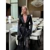 imageCicy Bell Womens Sexy Tie Front Satin Shirts Deep V Neck Silk Club Tops Long Sleeve Y2k Going Out BlouseBlack