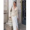 imageCicy Bell Womens Sexy Tie Front Satin Shirts Deep V Neck Silk Club Tops Long Sleeve Y2k Going Out BlouseCreamy White