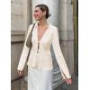 imageCicy Bell Womens Sexy Tie Front Satin Shirts Deep V Neck Silk Club Tops Long Sleeve Y2k Going Out BlouseCreamy White