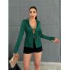 imageCicy Bell Womens Sexy Tie Front Satin Shirts Deep V Neck Silk Club Tops Long Sleeve Y2k Going Out BlouseDark Green