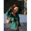 imageCicy Bell Womens Sexy Tie Front Satin Shirts Deep V Neck Silk Club Tops Long Sleeve Y2k Going Out BlouseDark Green
