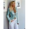 imageCicy Bell Womens Sexy Tie Front Satin Shirts Deep V Neck Silk Club Tops Long Sleeve Y2k Going Out BlouseLight Blue