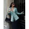imageCicy Bell Womens Sexy Tie Front Satin Shirts Deep V Neck Silk Club Tops Long Sleeve Y2k Going Out BlouseLight Blue