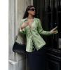 imageCicy Bell Womens Sexy Tie Front Satin Shirts Deep V Neck Silk Club Tops Long Sleeve Y2k Going Out BlouseLight Green