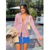 imageCicy Bell Womens Sexy Tie Front Satin Shirts Deep V Neck Silk Club Tops Long Sleeve Y2k Going Out BlousePink