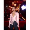 imageCicy Bell Womens Sexy Tie Front Satin Shirts Deep V Neck Silk Club Tops Long Sleeve Y2k Going Out BlousePink