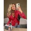 imageCicy Bell Womens Sexy Tie Front Satin Shirts Deep V Neck Silk Club Tops Long Sleeve Y2k Going Out BlouseRed
