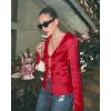 imageCicy Bell Womens Sexy Tie Front Satin Shirts Deep V Neck Silk Club Tops Long Sleeve Y2k Going Out BlouseRed