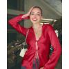 imageCicy Bell Womens Sexy Tie Front Satin Shirts Deep V Neck Silk Club Tops Long Sleeve Y2k Going Out BlouseRed