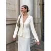 imageCicy Bell Womens Sexy Tie Front Satin Shirts Deep V Neck Silk Club Tops Long Sleeve Y2k Going Out BlouseWhite