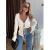 imageCicy Bell Womens Sexy Tie Front Satin Shirts Deep V Neck Silk Club Tops Long Sleeve Y2k Going Out BlouseWhite